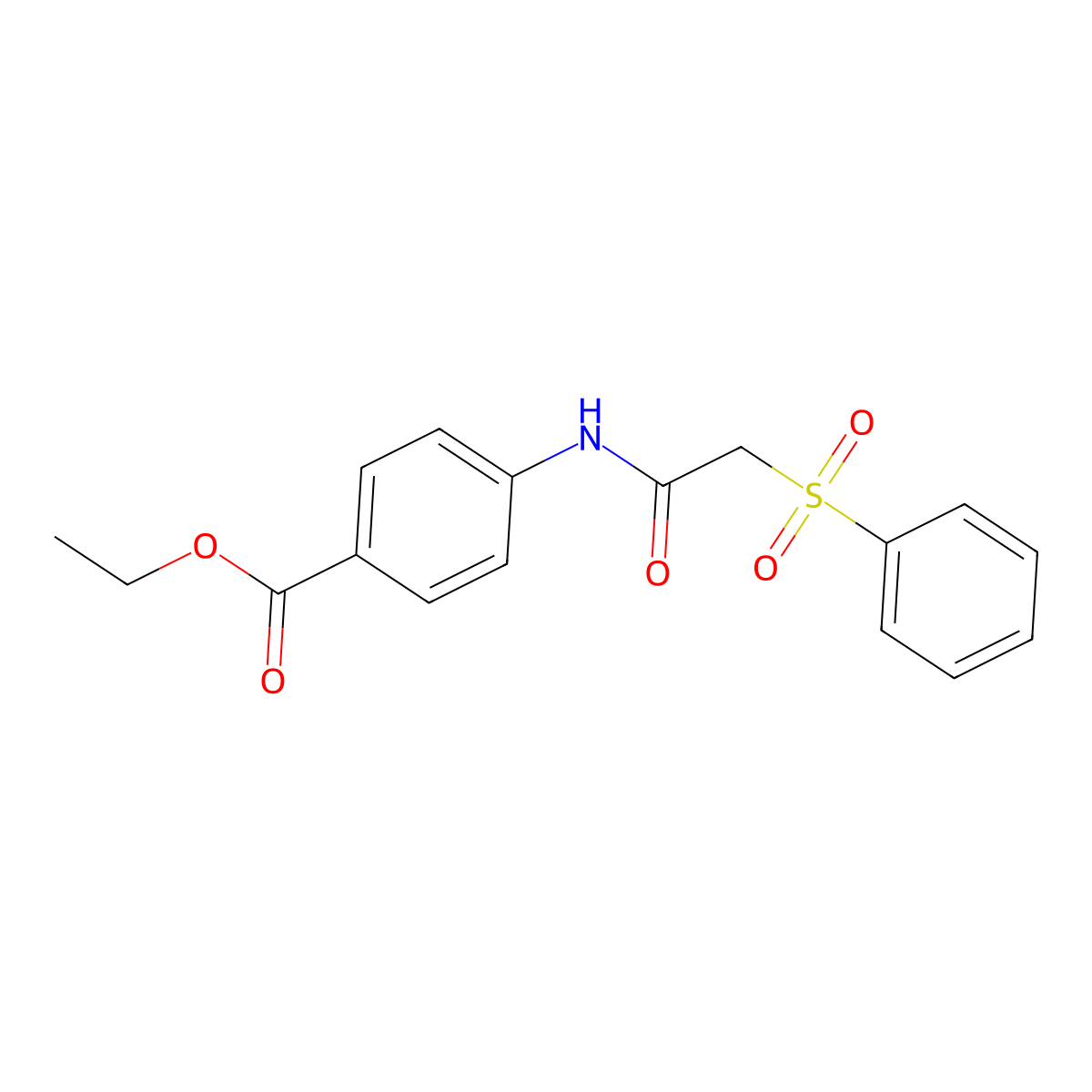 Ethyl 4-(2-(phenylsulfonyl)acetamido)benzoate molecular structure, CAS 847588-91-4