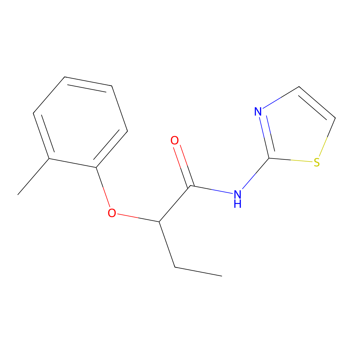 2-(2-methylphenoxy)-N-(1,3-thiazol-2-yl)butanamide molecular structure, CAS 847588-92-5