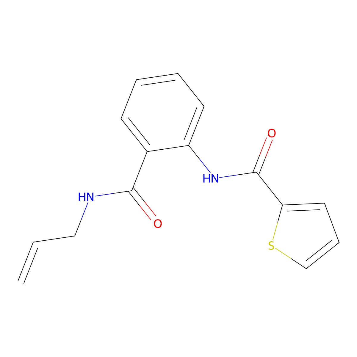 N-[2-(prop-2-enylcarbamoyl)phenyl]thiophene-2-carboxamide molecular structure, CAS 847589-00-8