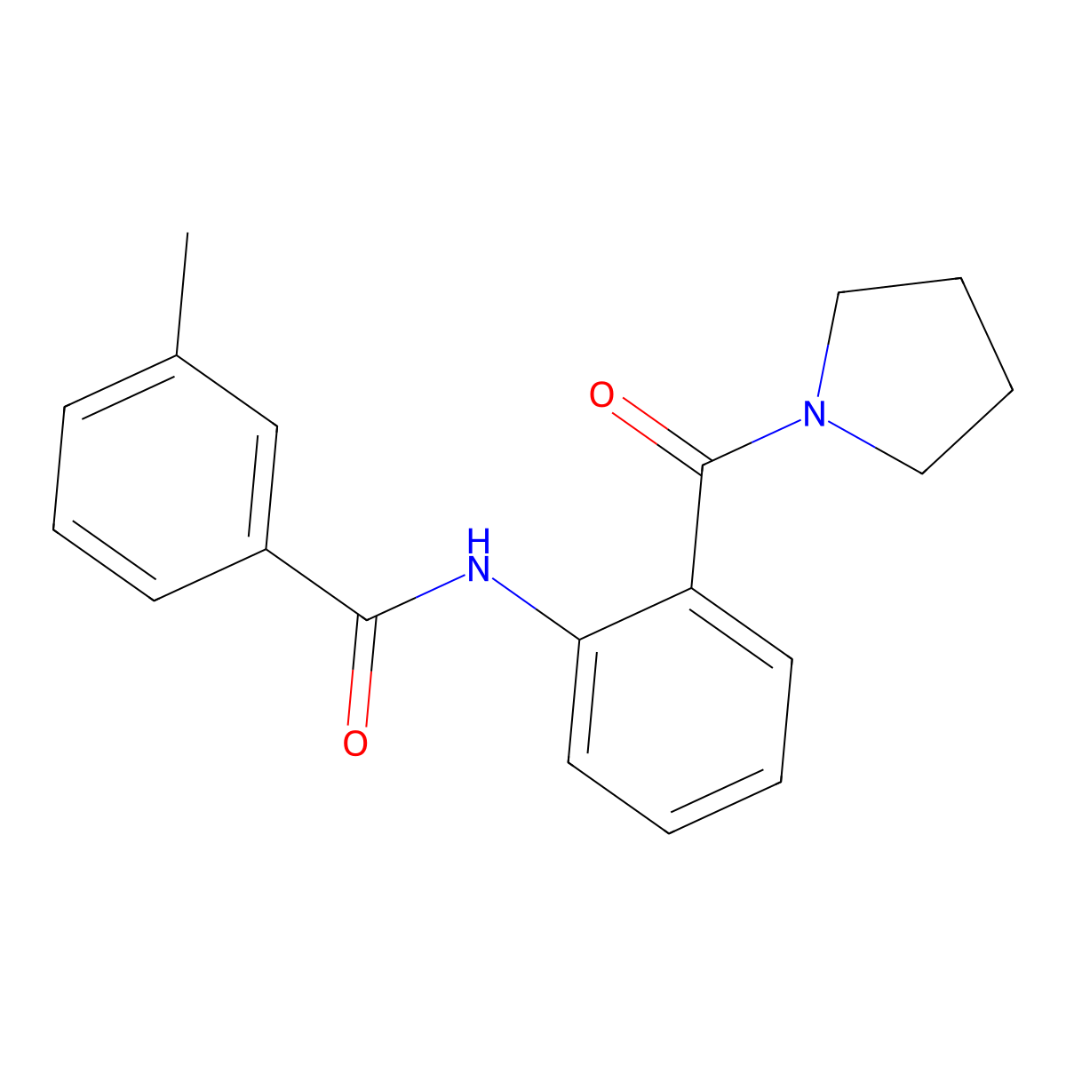 3-methyl-N-[2-(pyrrolidine-1-carbonyl)phenyl]benzamide molecular structure, CAS 847589-03-1