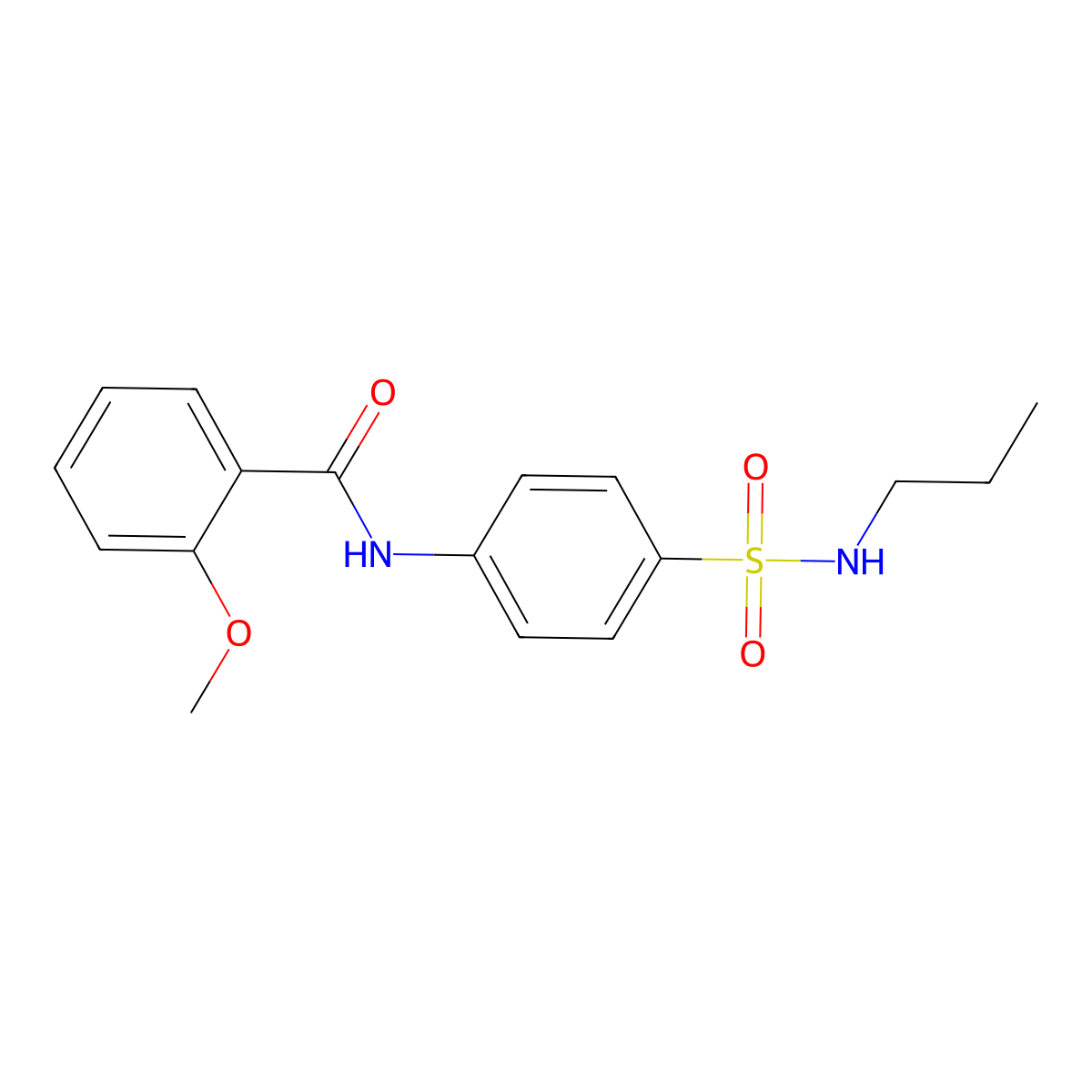 2-methoxy-N-{4-[(propylamino)sulfonyl]phenyl}benzamide molecular structure, CAS 847589-16-6