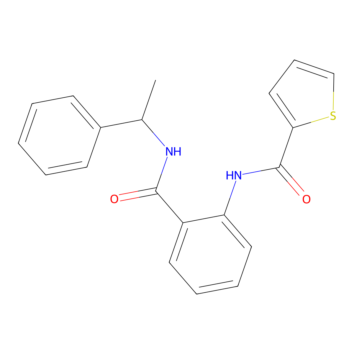 N-[2-(1-phenylethylcarbamoyl)phenyl]thiophene-2-carboxamide molecular structure, CAS 847589-98-4