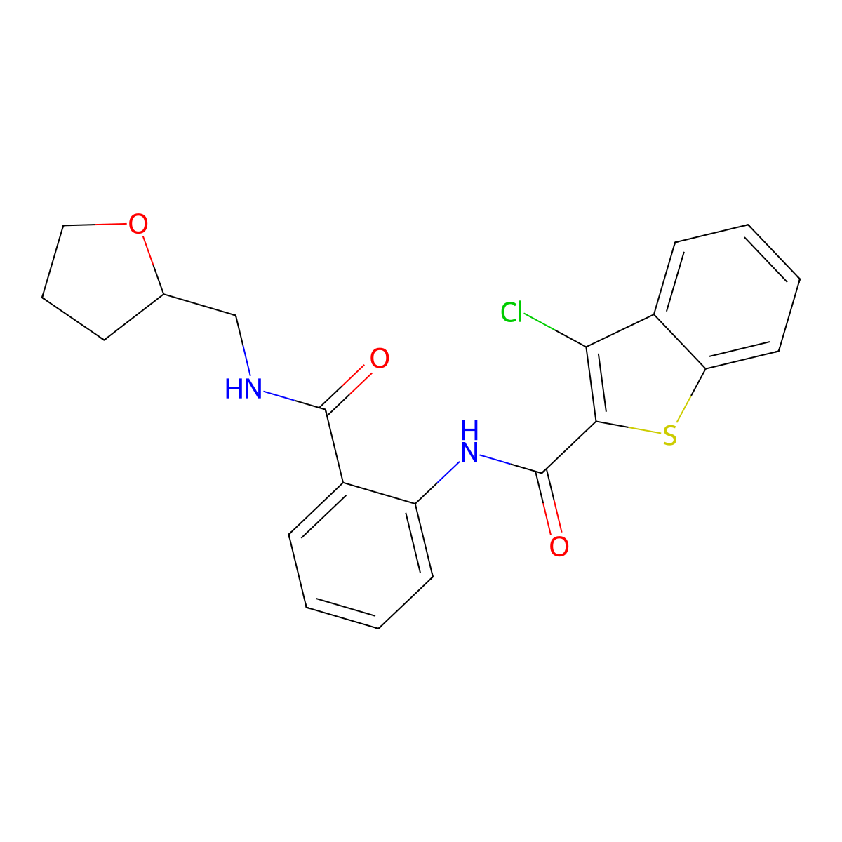 3-chloro-N-[2-(oxolan-2-ylmethylcarbamoyl)phenyl]-1-benzothiophene-2-carboxamide molecular structure, CAS 847590-03-8