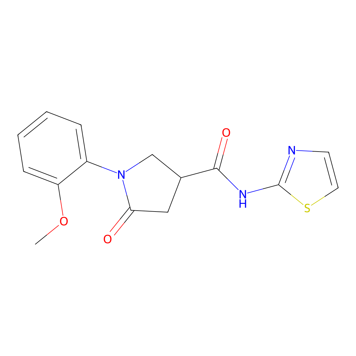 1-(2-methoxyphenyl)-5-oxo-N-(1,3-thiazol-2-yl)pyrrolidine-3-carboxamide molecular structure, CAS 847590-16-3