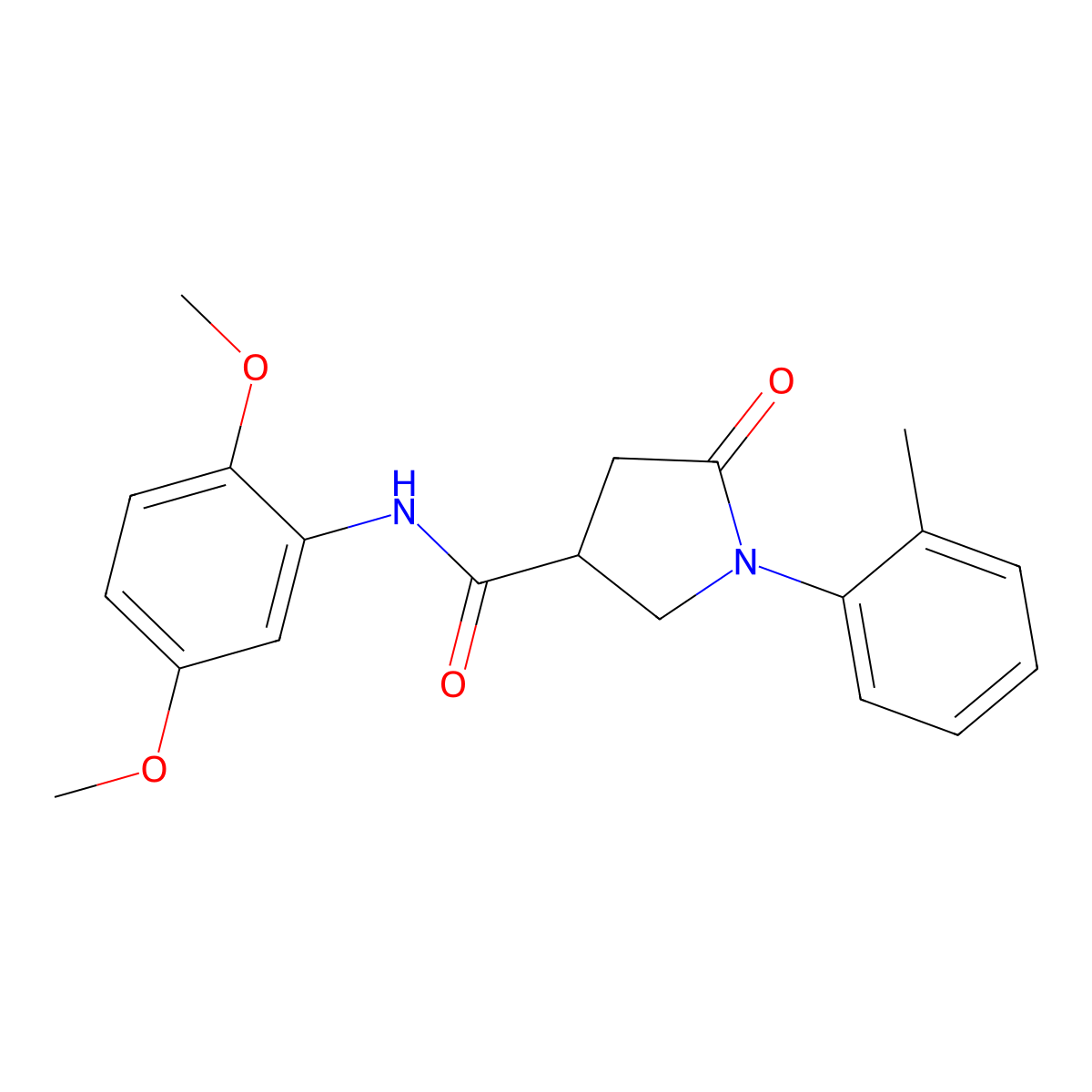N-(2,5-dimethoxyphenyl)-1-(2-methylphenyl)-5-oxopyrrolidine-3-carboxamide molecular structure, CAS 847590-21-0