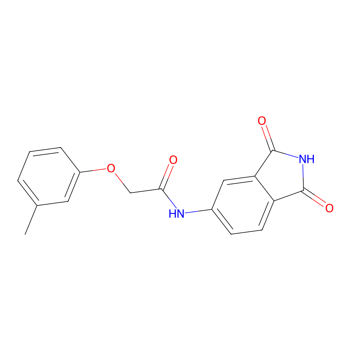 N-(1,3-dioxoisoindol-5-yl)-2-(3-methylphenoxy)acetamide molecular structure, CAS 847590-92-5