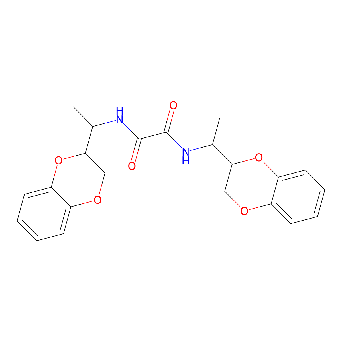 N,N'-bis[1-(2,3-dihydro-1,4-benzodioxin-3-yl)ethyl]oxamide molecular structure, CAS 84760-88-3
