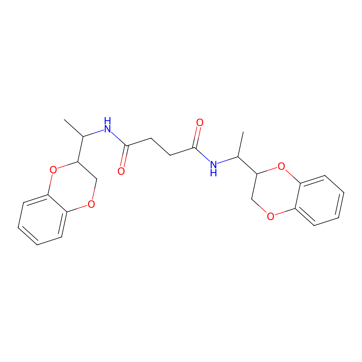 N,N'-Bis-[1-(2,3-dihydro-benzo[1,4]dioxin-2-yl)-ethyl]-succinamide molecular structure, CAS 84760-89-4