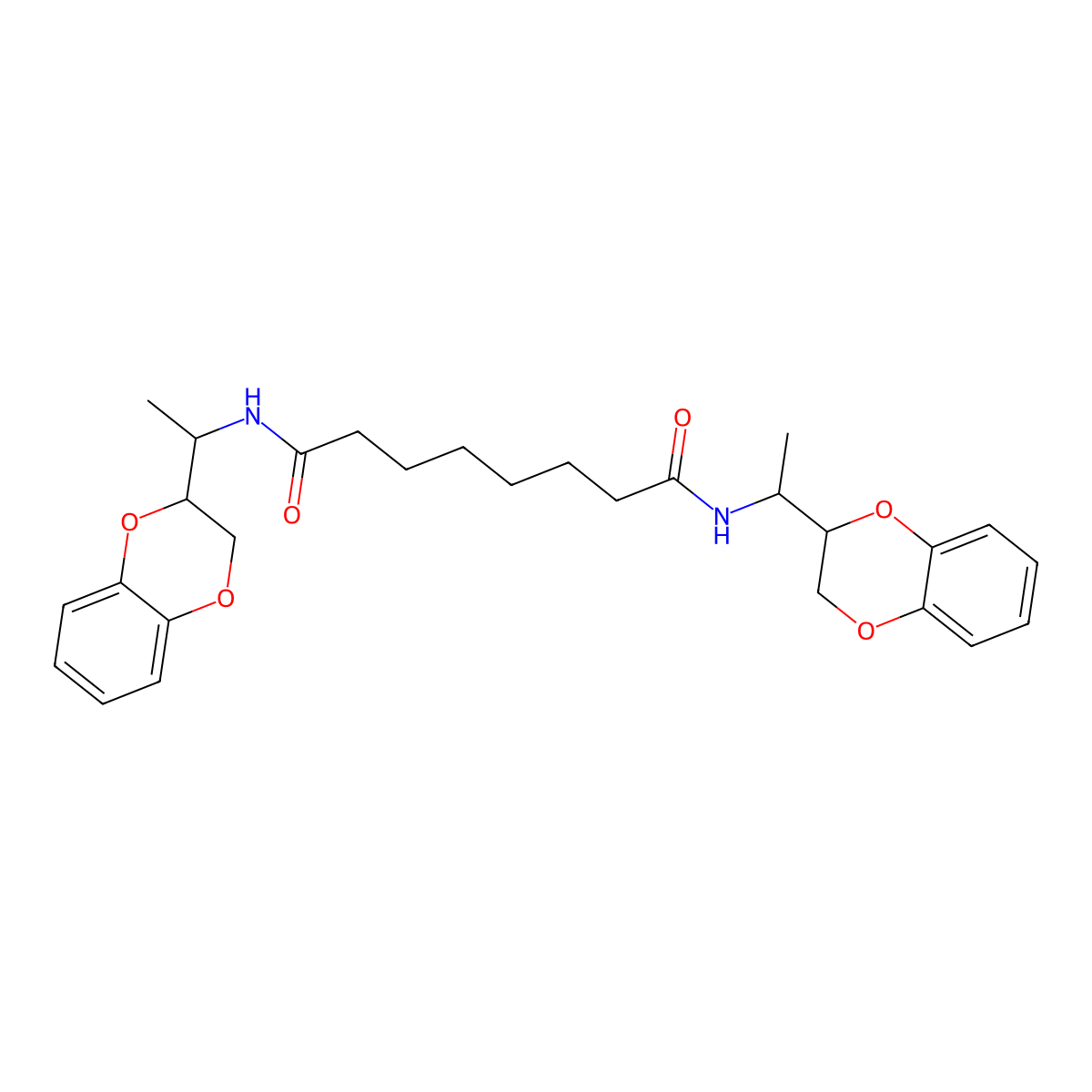 N,N'-bis[1-(2,3-dihydro-1,4-benzodioxin-3-yl)ethyl]octanediamide molecular structure, CAS 84760-91-8