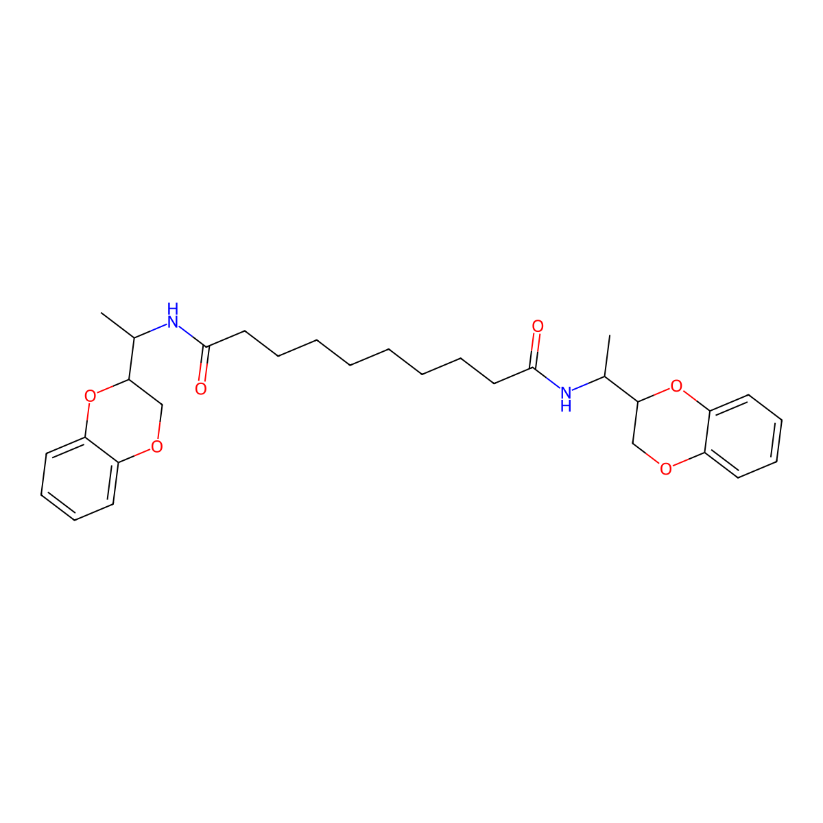 N,N'-bis[1-(2,3-dihydro-1,4-benzodioxin-3-yl)ethyl]decanediamide molecular structure, CAS 84760-92-9