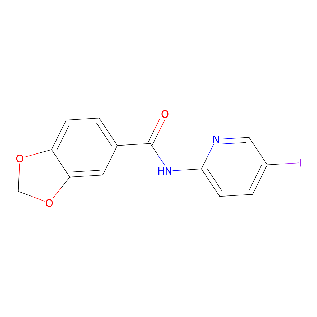 N-(5-iodopyridin-2-yl)-1,3-benzodioxole-5-carboxamide molecular structure, CAS 847601-14-3