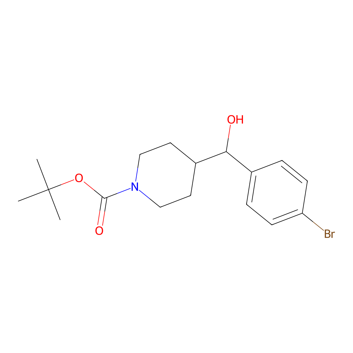 Tert-butyl 4-((4-bromophenyl)(hydroxy)methyl)piperidine-1-carboxylate molecular structure, CAS 847614-80-6