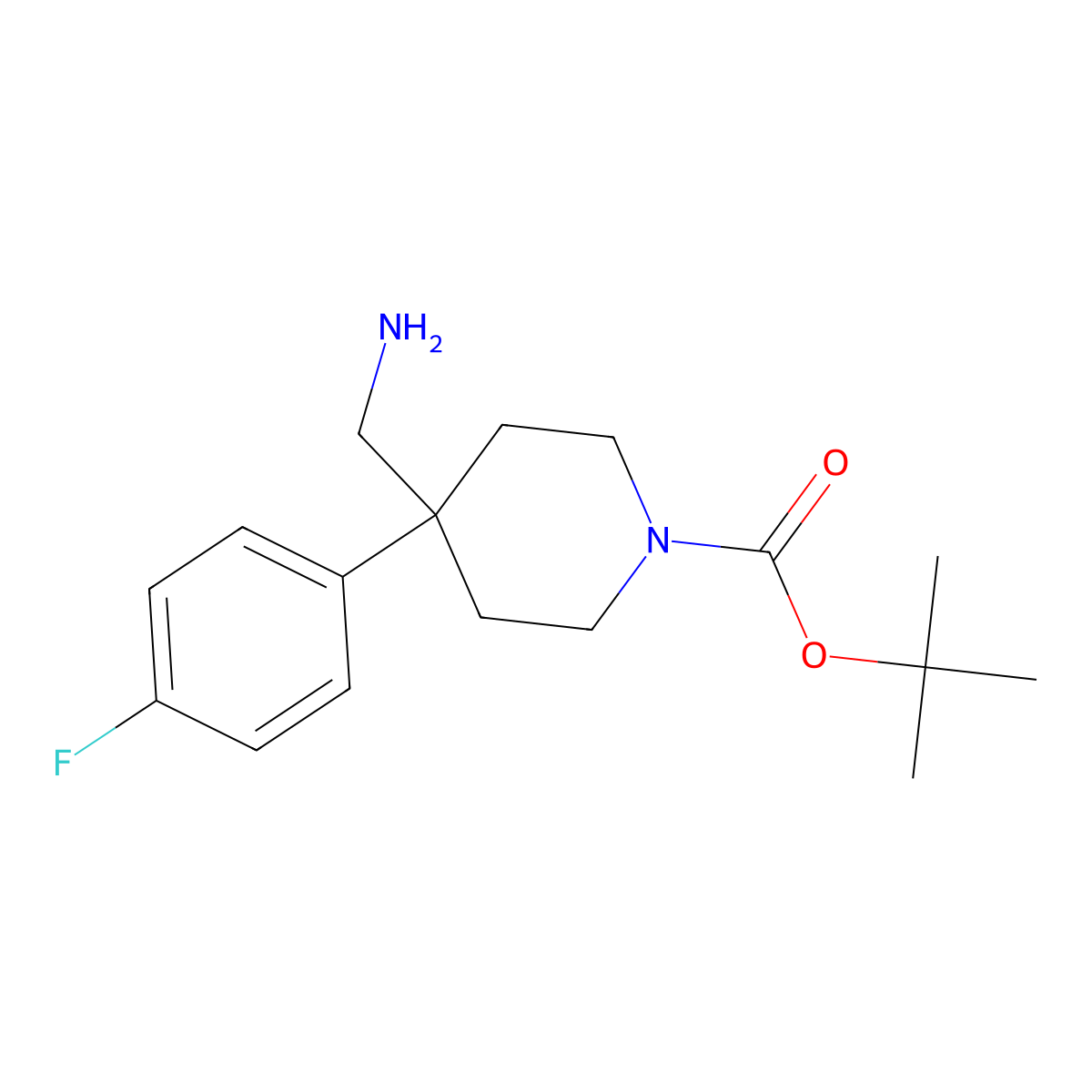 tert-Butyl 4-(aminomethyl)-4-(4-fluorophenyl)piperidine-1-carboxylate molecular structure, CAS 847615-01-4