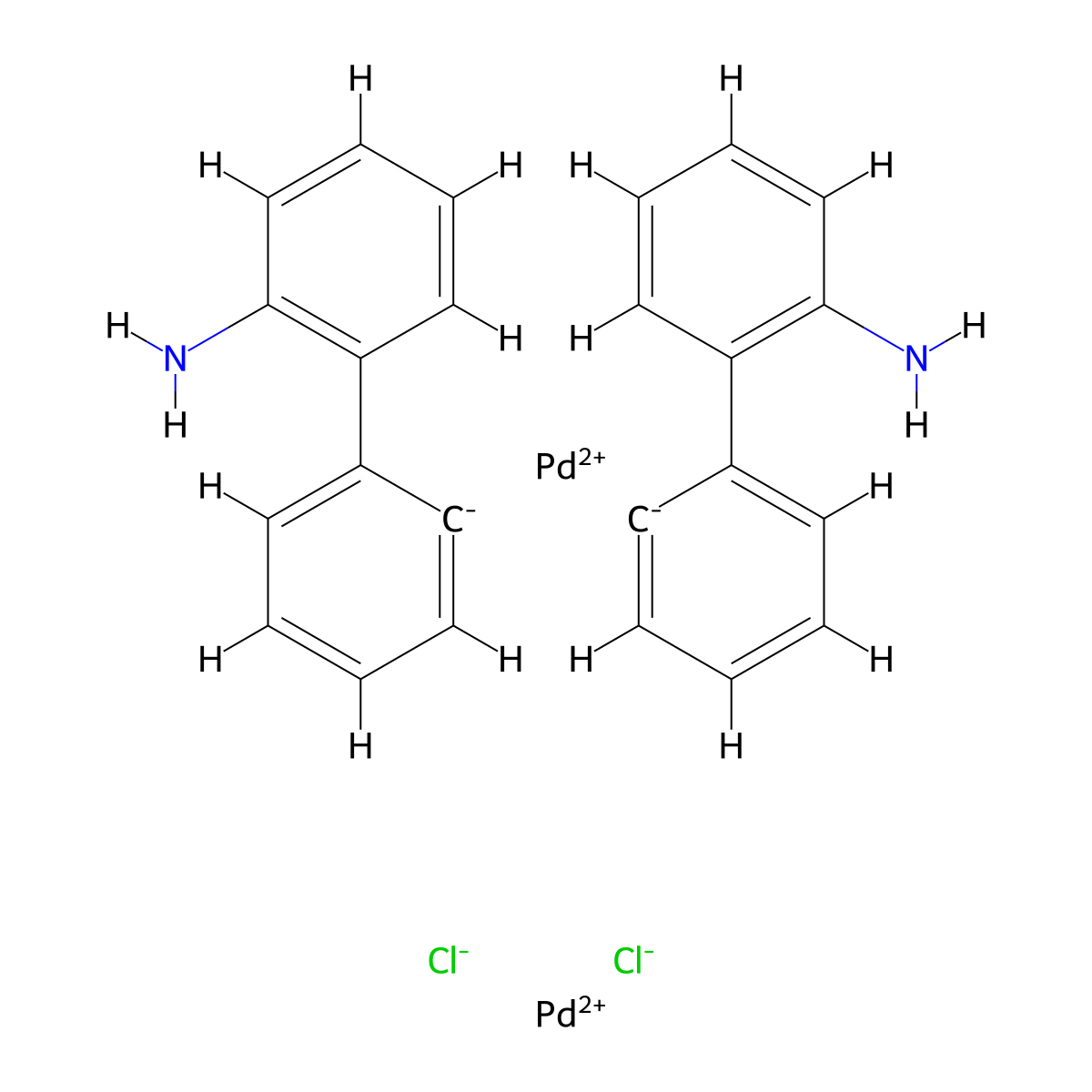 Di-mu-chlorobis(2'-amino-1,1'-biphenyl-2-yl-C,N)dipalladium(II) molecular structure, CAS 847616-85-7
