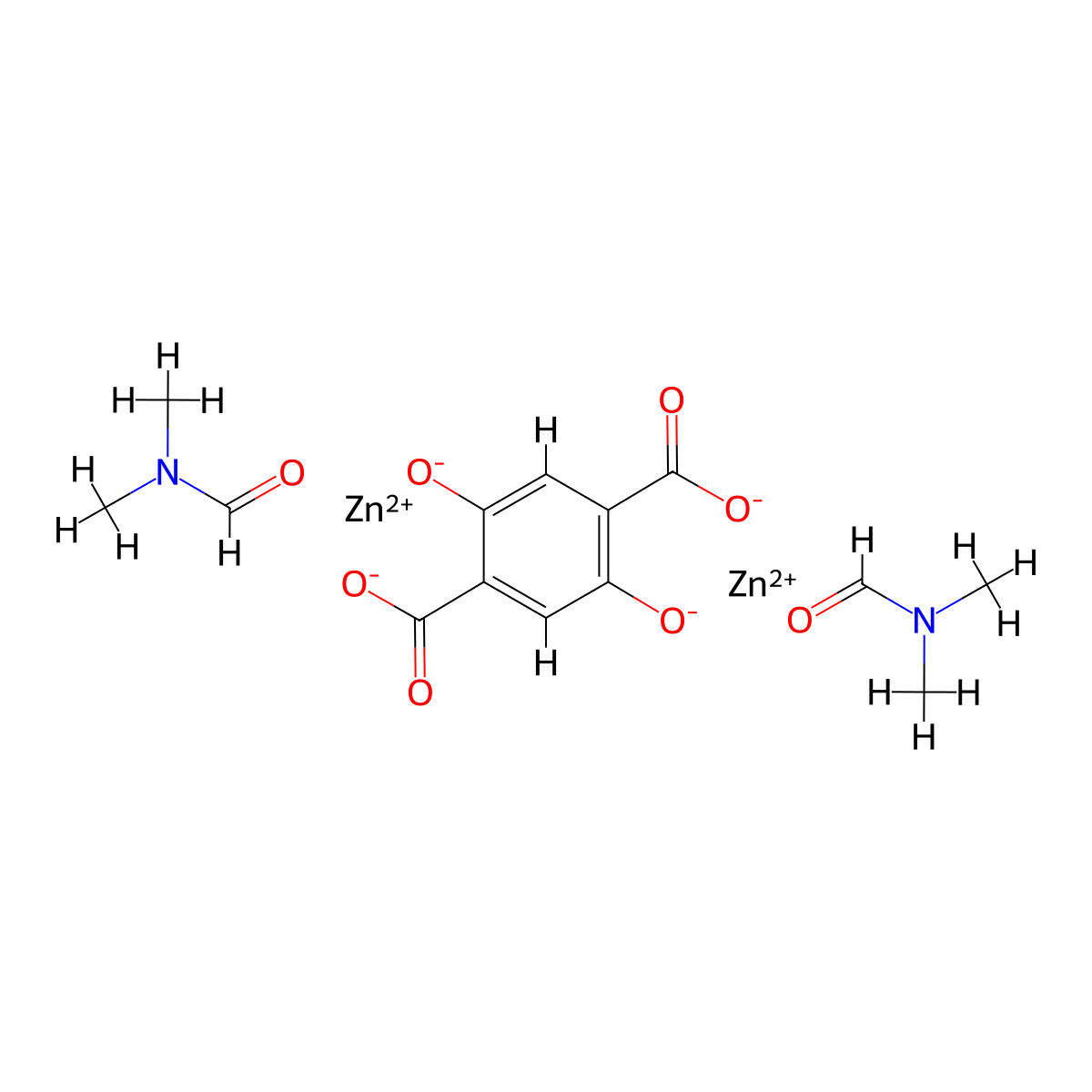 Zinc, [μ-[2,5-di(hydroxy-κO)-1,4-benzenedicarboxylato(4-)-κO1:κO4]]bis(N,N-dimethylformamide-κO)di- molecular structure, CAS 847643-64-5