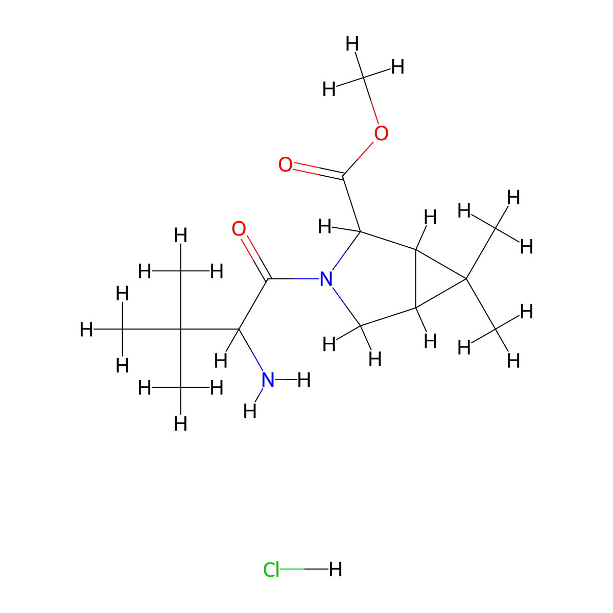 Methyl 3-(2-amino-3,3-dimethylbutanoyl)-6,6-dimethyl-3-azabicyclo[3.1.0]hexane-2-carboxylate;hydrochloride molecular structure, CAS 847644-96-6