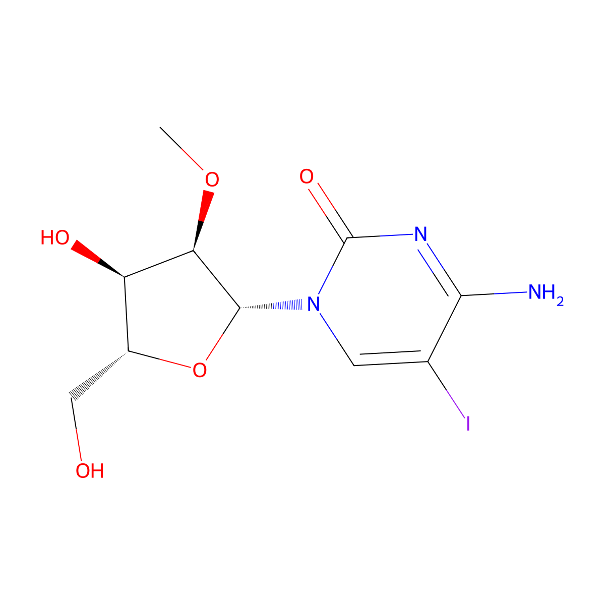 5-Iodo-2'-O-methylcytidine molecular structure, CAS 847650-69-5