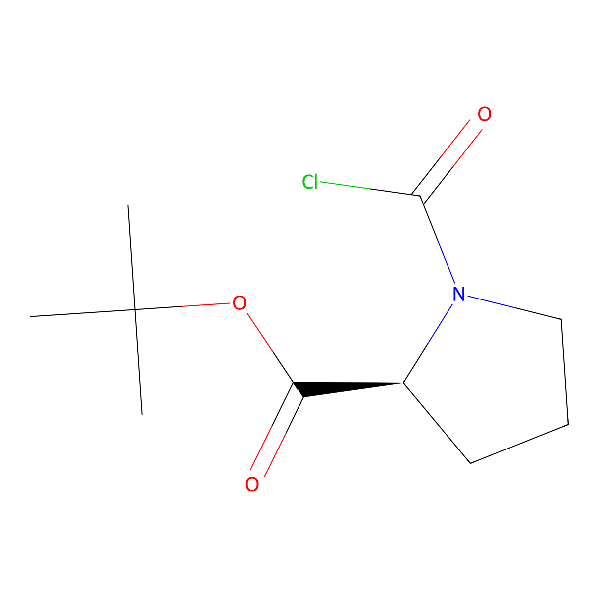Tert-butyl (2S)-1-(carbonochloridoyl)pyrrolidine-2-carboxylate molecular structure, CAS 84766-85-8