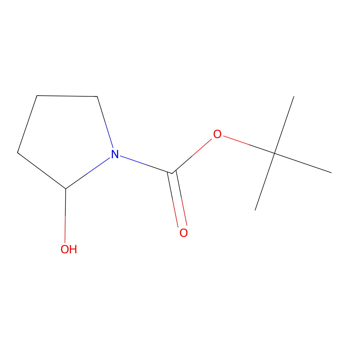 1,1-Dimethylethyl 2-hydroxy-1-pyrrolidinecarboxylate molecular structure, CAS 84766-91-6