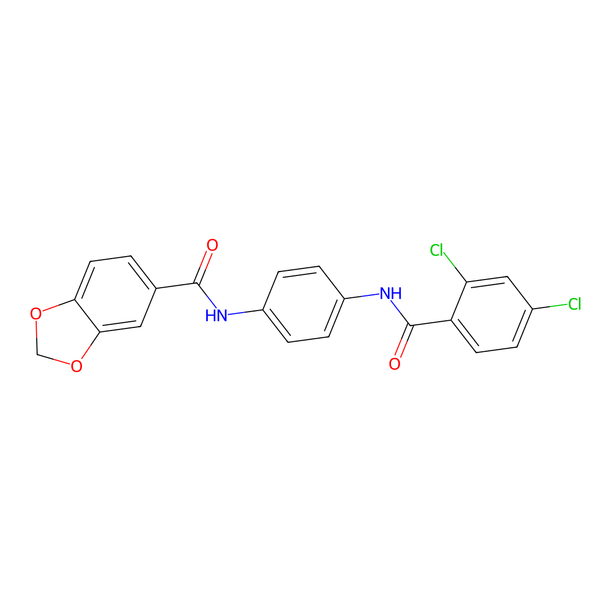 N-[4-[(2,4-dichlorobenzoyl)amino]phenyl]-1,3-benzodioxole-5-carboxamide molecular structure, CAS 847681-35-0