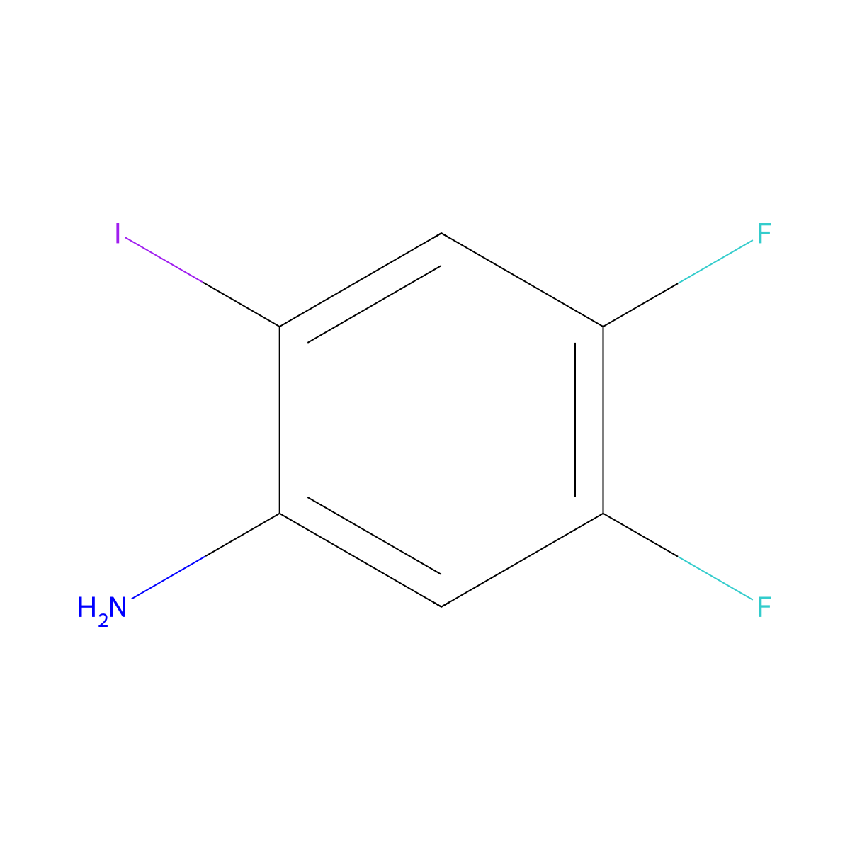 4,5-Difluoro-2-iodoaniline molecular structure, CAS 847685-01-2