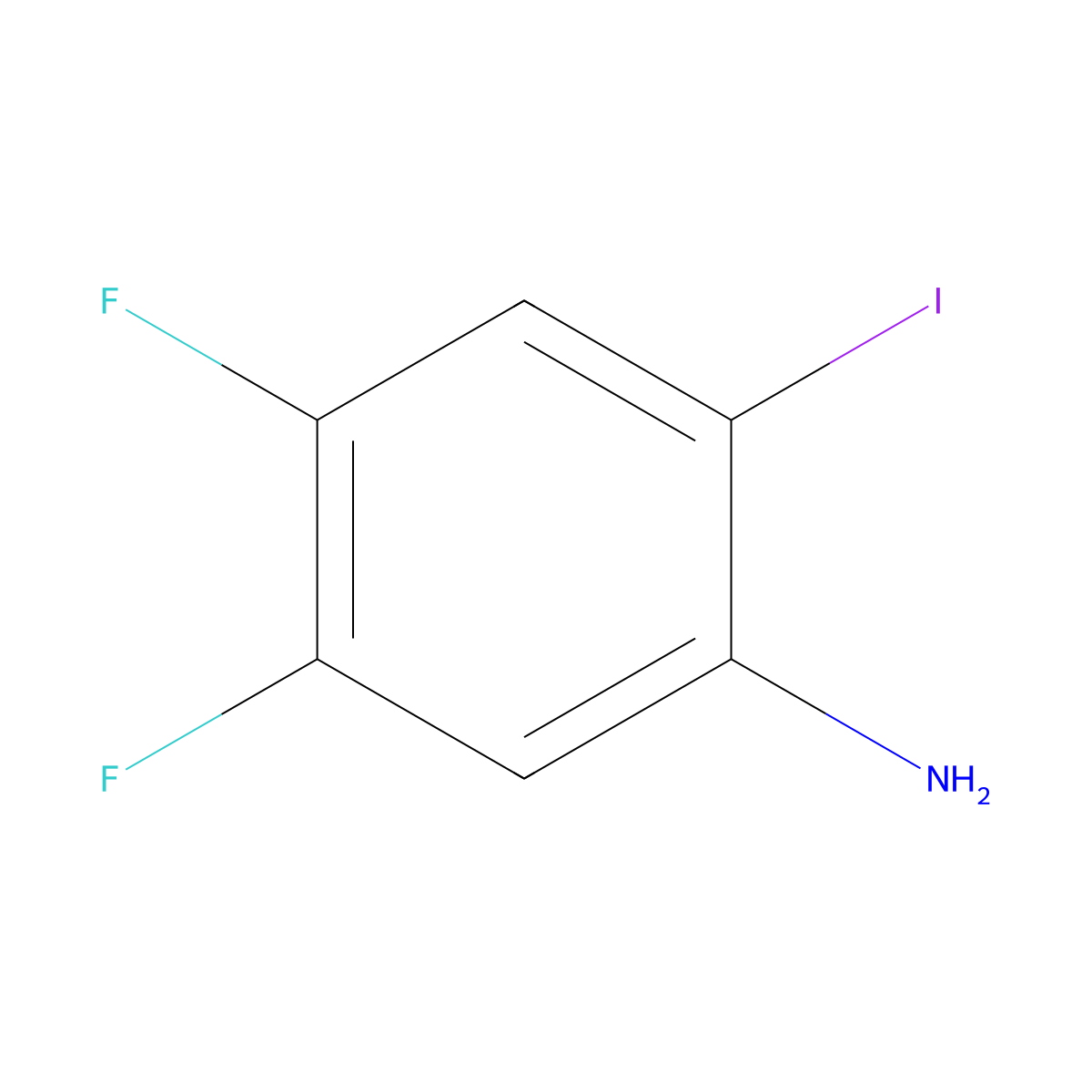 4,5-Difluoro-2-iodoaniline molecular structure, CAS 847685-01-2