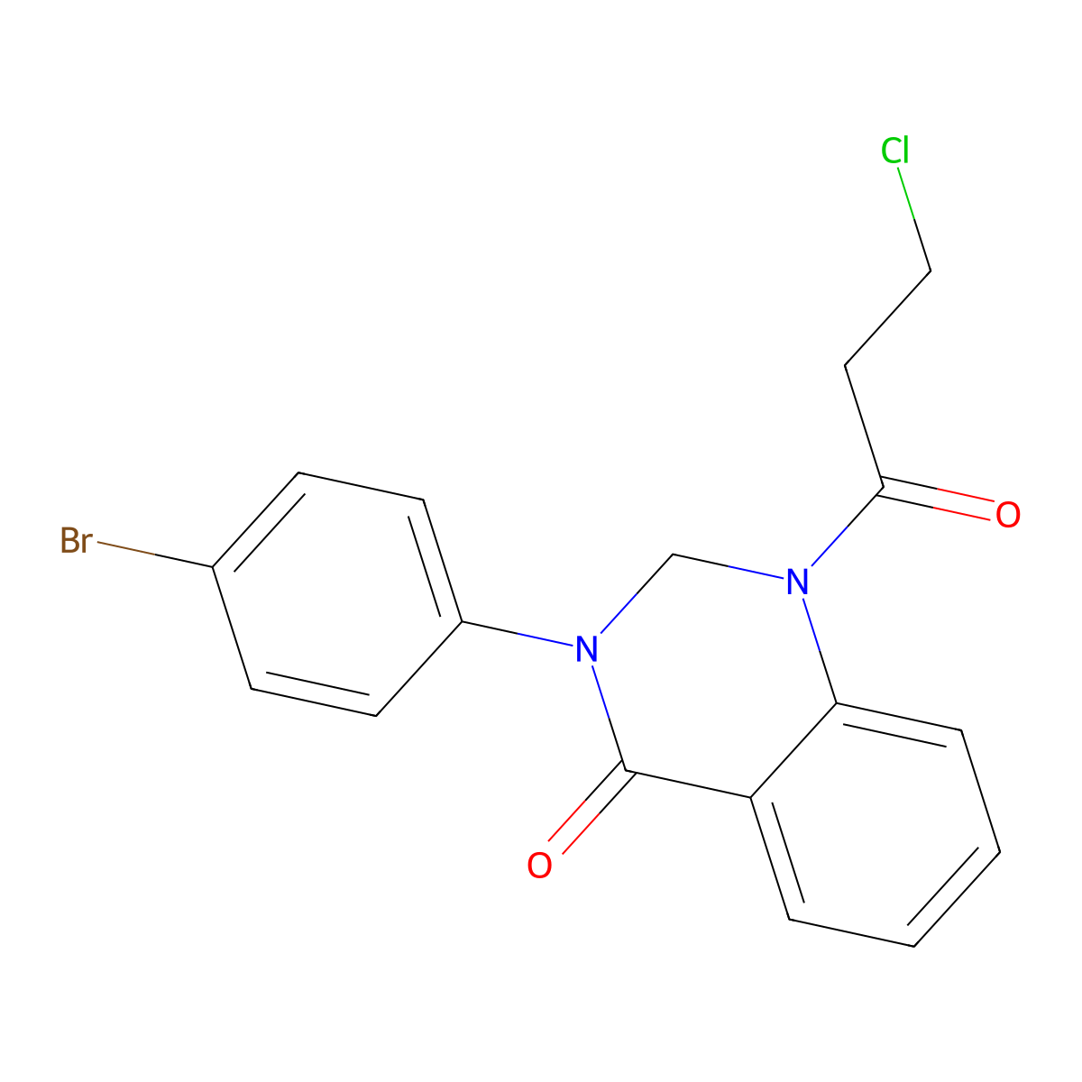 4(1H)-Quinazolinone, 2,3-dihydro-3-(p-bromophenyl)-1-(3-chloropropionyl)- molecular structure, CAS 84770-69-4