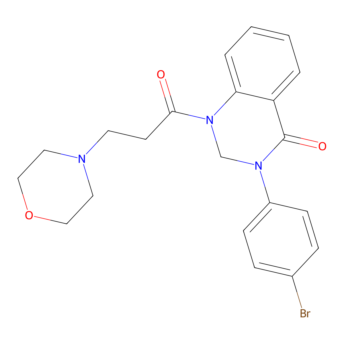 4(1H)-Quinazolinone, 2,3-dihydro-3-(p-bromophenyl)-1-(3-morpholinopropionyl)- molecular structure, CAS 84770-72-9