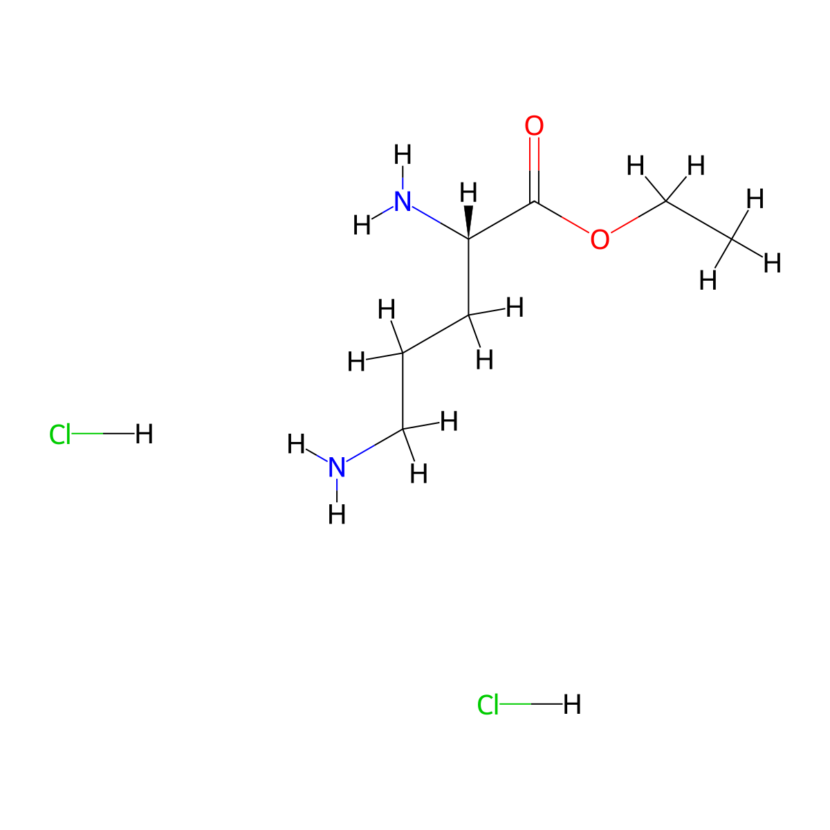 Ethyl L-ornithine dihydrochloride molecular structure, CAS 84772-29-2