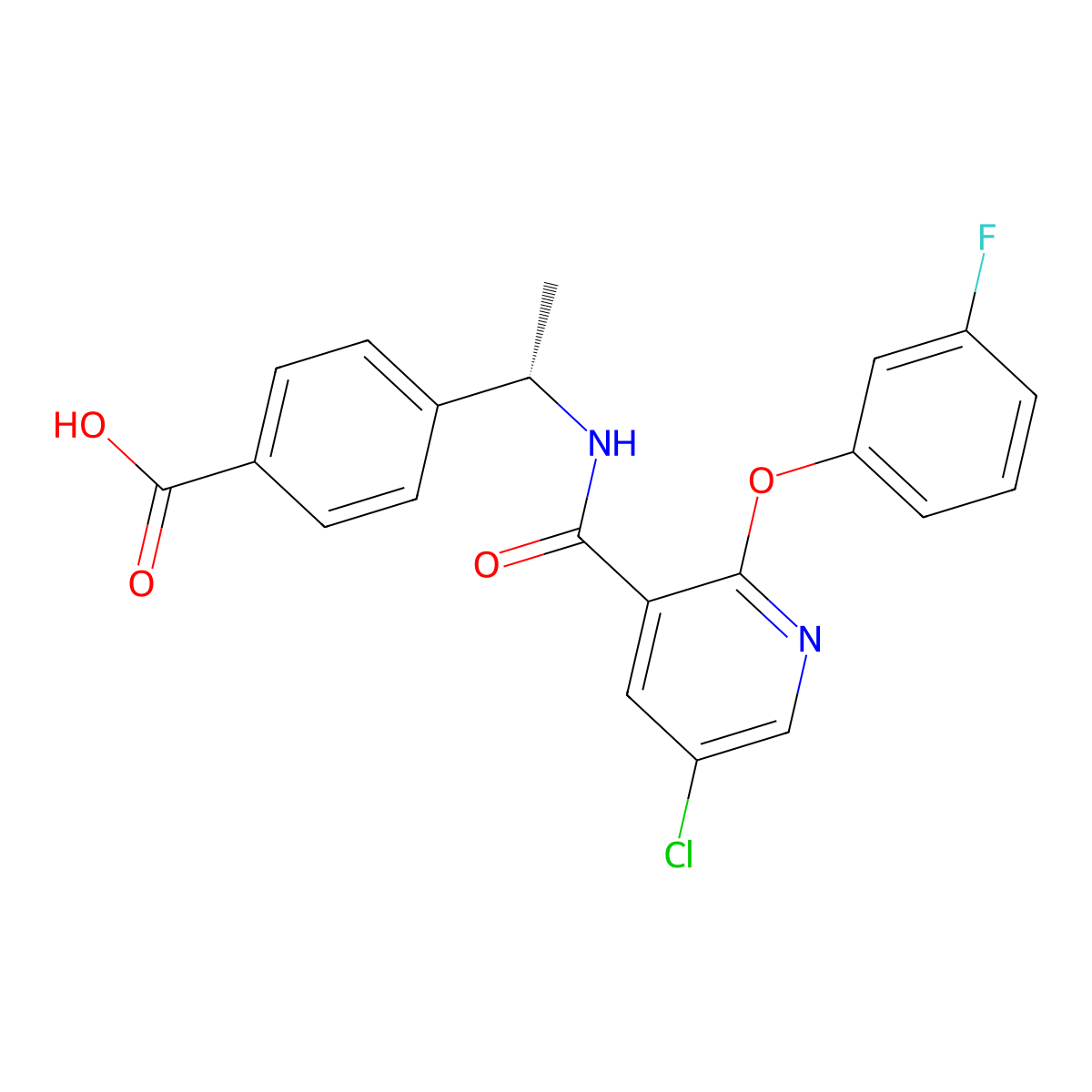 4-[(1S)-1-[[5-chloro-2-(3-fluorophenoxy)pyridine-3-carbonyl]amino]ethyl]benzoic Acid molecular structure, CAS 847727-81-5