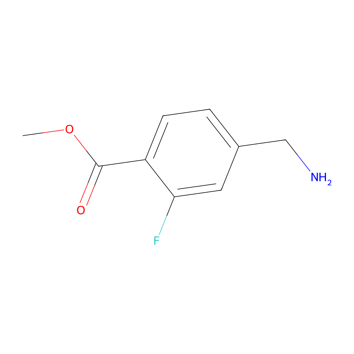 Methyl 4-(aminomethyl)-2-fluorobenzoate molecular structure, CAS 847730-68-1