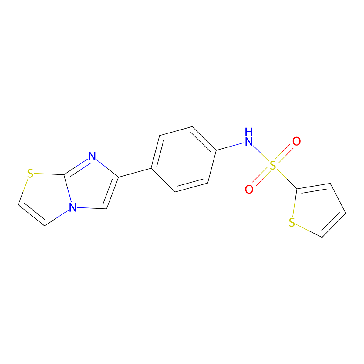 N-(4-(imidazo[2,1-b]thiazol-6-yl)phenyl)thiophene-2-sulfonamide molecular structure, CAS 847732-30-3