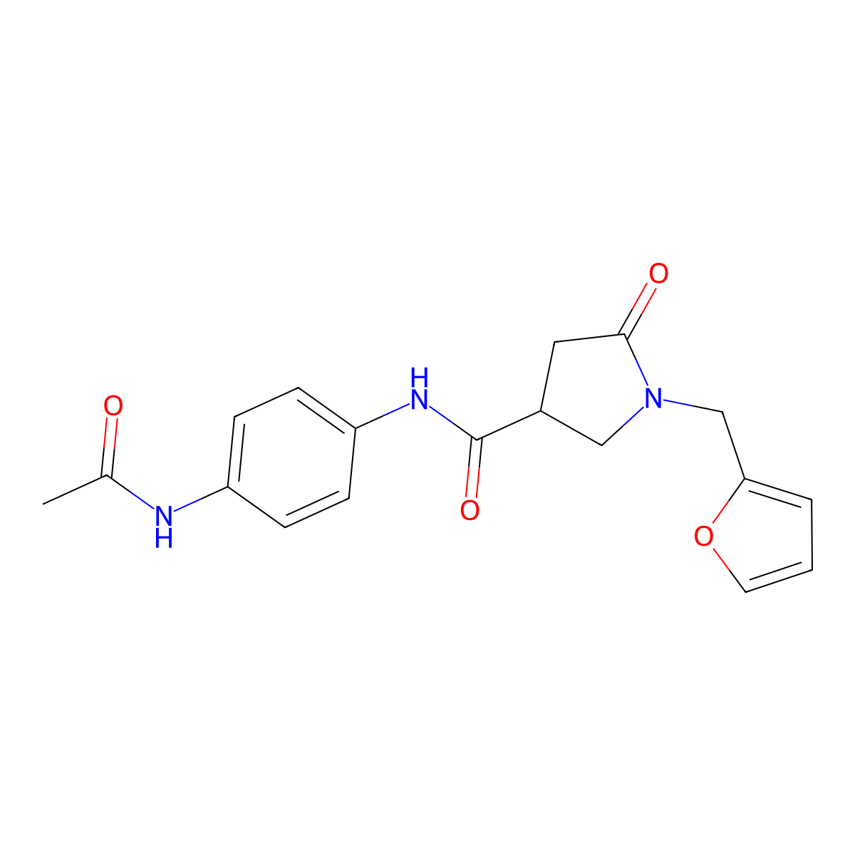 N-(4-acetamidophenyl)-1-(furan-2-ylmethyl)-5-oxopyrrolidine-3-carboxamide molecular structure, CAS 847734-53-6