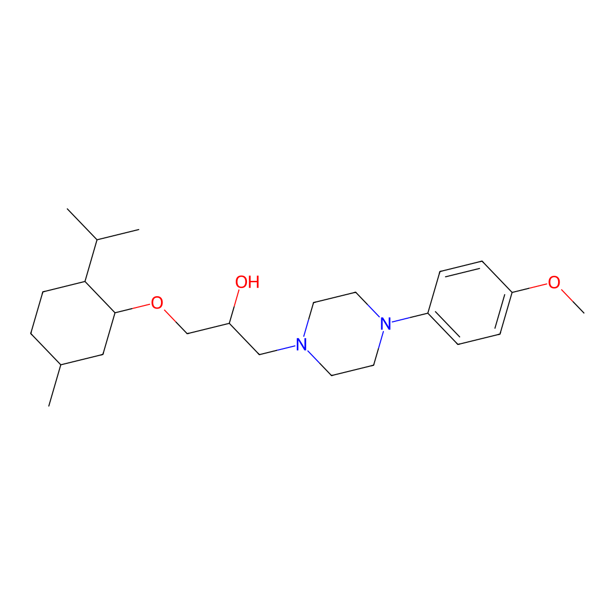 1-[4-(4-Methoxyphenyl)piperazin-1-yl]-3-(5-methyl-2-propan-2-ylcyclohexyl)oxypropan-2-ol molecular structure, CAS 847736-12-3