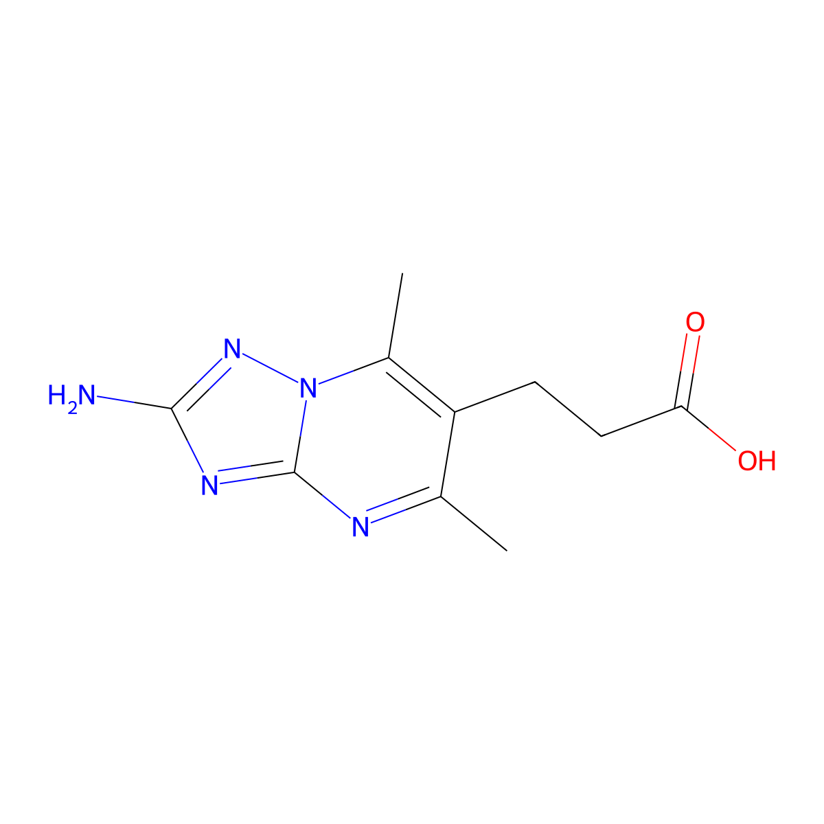 3-(2-Amino-5,7-dimethyl[1,2,4]triazolo[1,5-a]pyrimidin-6-yl)propanoic acid molecular structure, CAS 847744-18-7