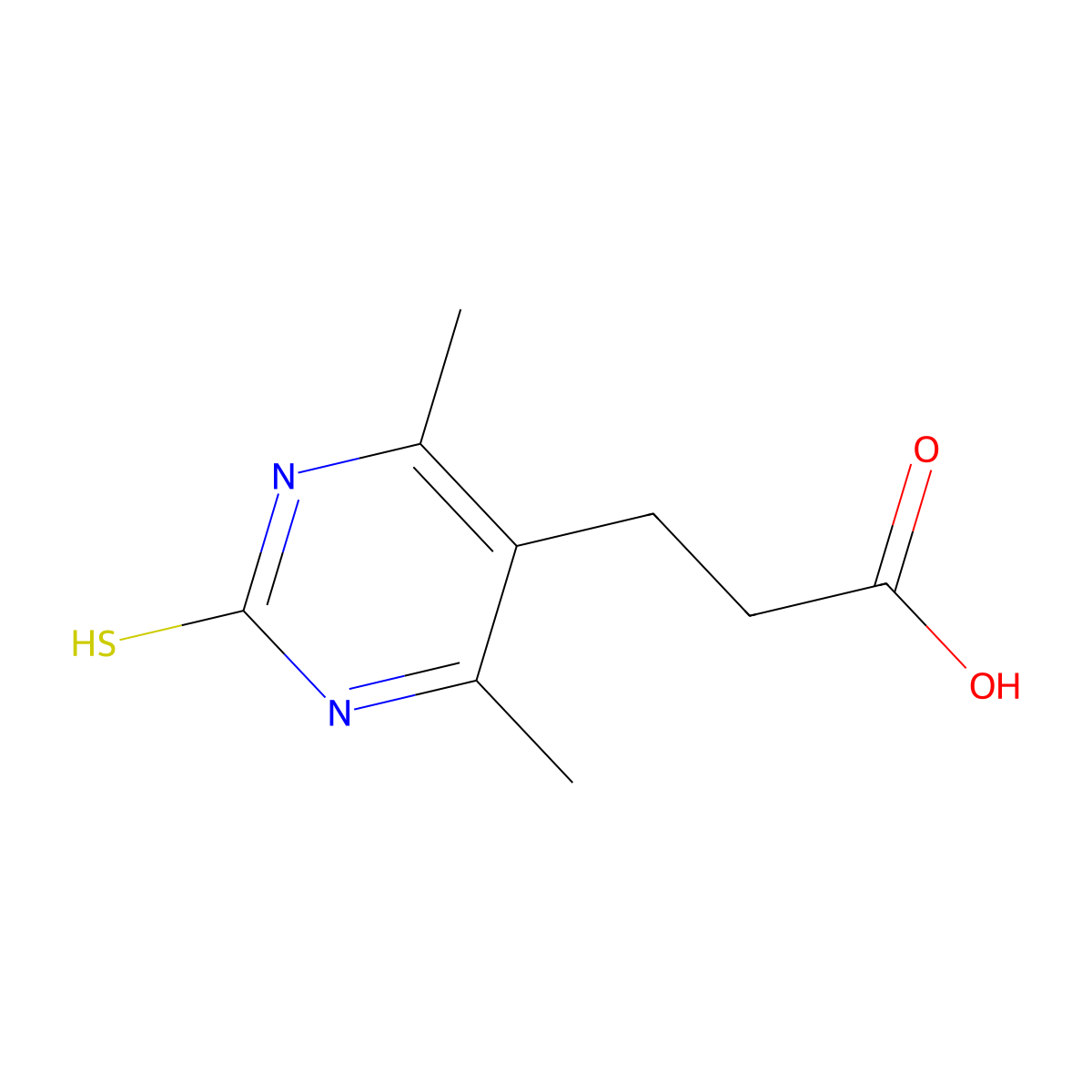 3-(2-Mercapto-4,6-dimethylpyrimidin-5-yl)propanoic acid molecular structure, CAS 847744-19-8