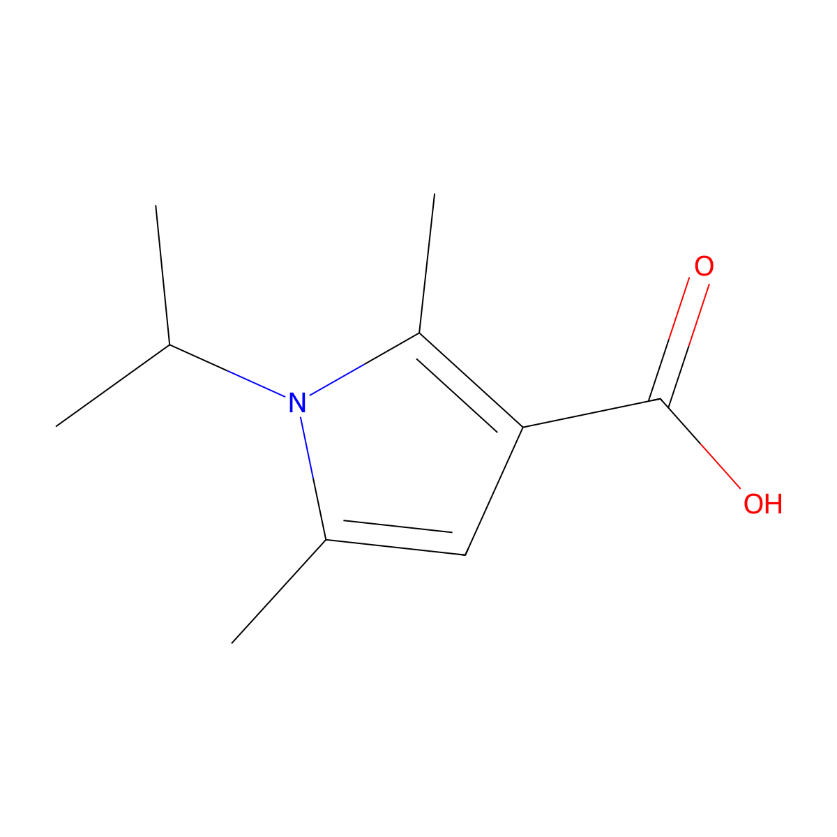 1-Isopropyl-2,5-dimethyl-1H-pyrrole-3-carboxylic acid molecular structure, CAS 847744-27-8
