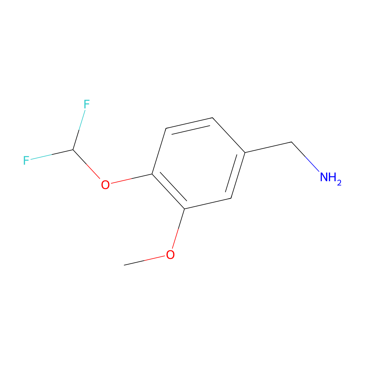 4-(Difluoromethoxy)-3-methoxybenzenemethanamine molecular structure, CAS 847744-28-9
