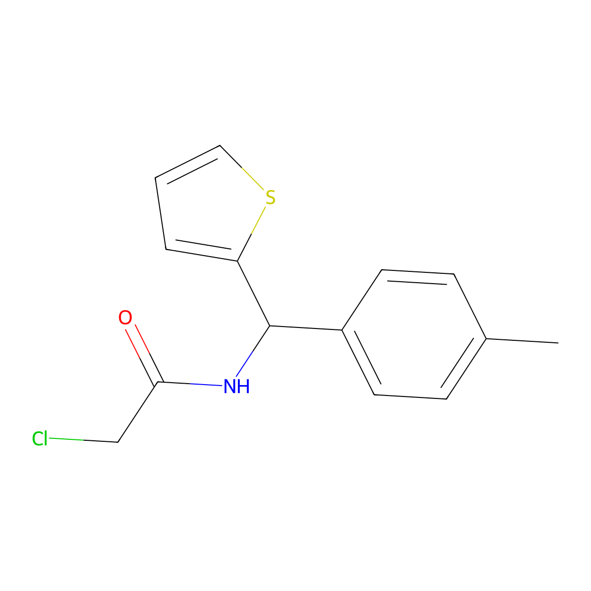 2-chloro-N-[(4-methylphenyl)(thiophen-2-yl)methyl]acetamide molecular structure, CAS 847744-31-4