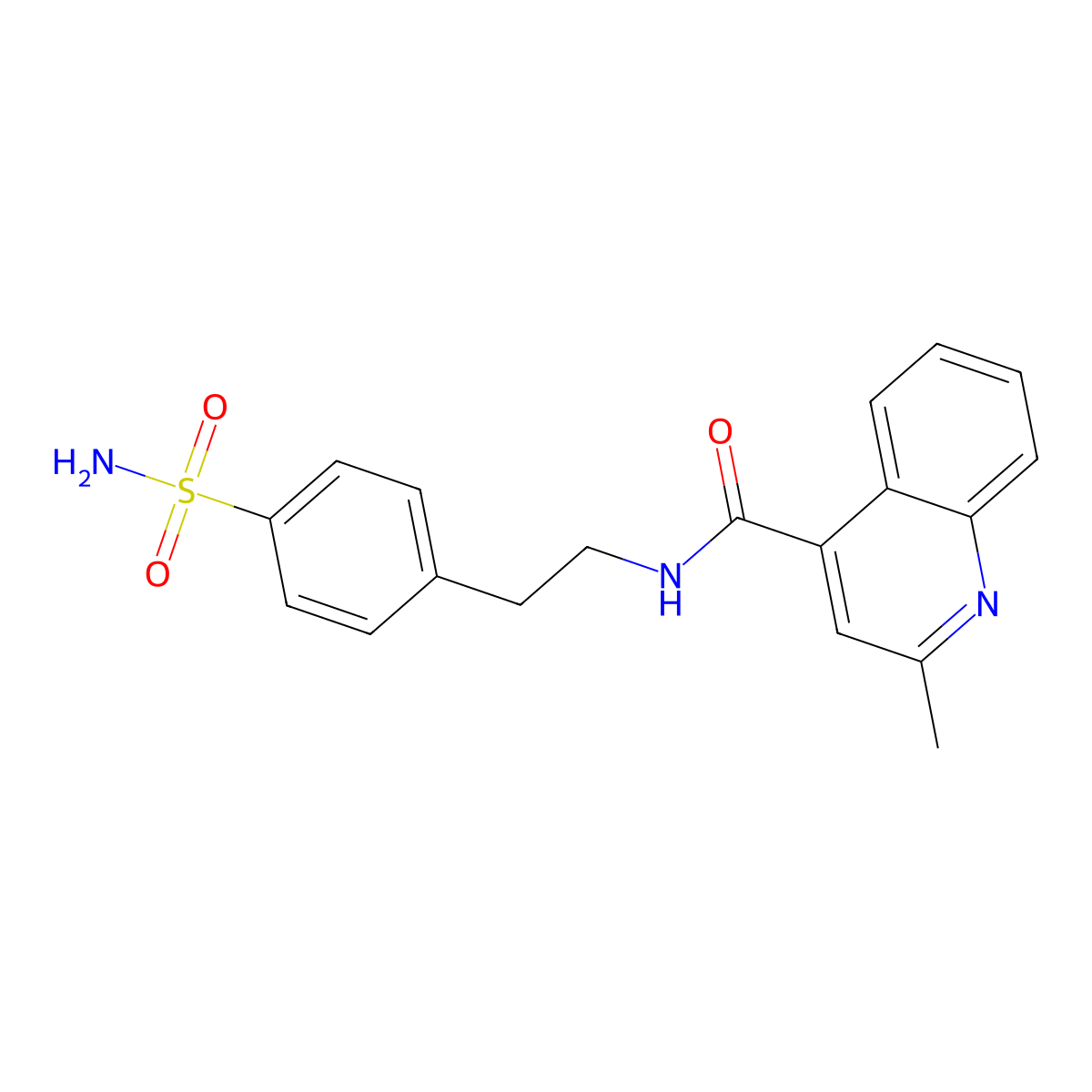2-methyl-N-[2-(4-sulfamoylphenyl)ethyl]quinoline-4-carboxamide molecular structure, CAS 847749-70-6