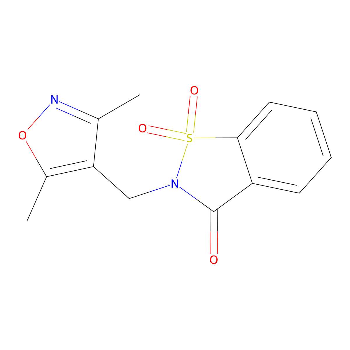 2-[(3,5-dimethyl-1,2-oxazol-4-yl)methyl]-1,2-benzothiazol-3(2H)-one 1,1-dioxide molecular structure, CAS 847751-33-1