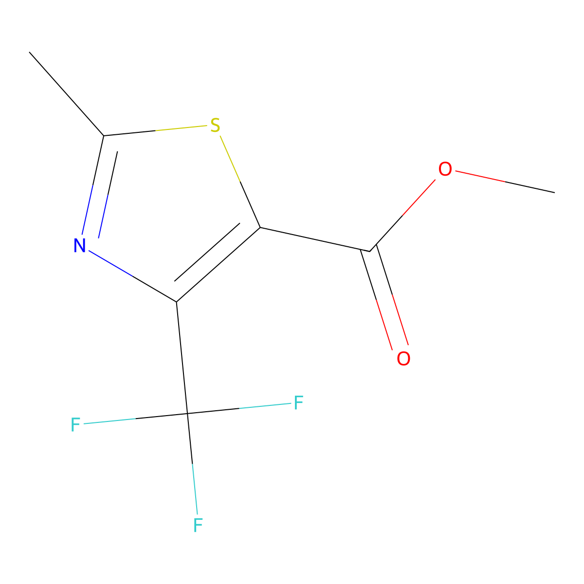 Methyl 2-methyl-4-(trifluoromethyl)-1,3-thiazole-5-carboxylate molecular structure, CAS 847755-88-8