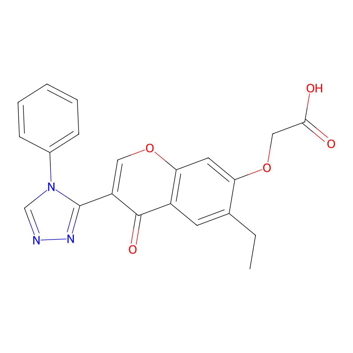 2-[6-ethyl-4-oxo-3-(4-phenyl-1,2,4-triazol-3-yl)chromen-7-yl]oxyacetic Acid molecular structure, CAS 847758-24-1