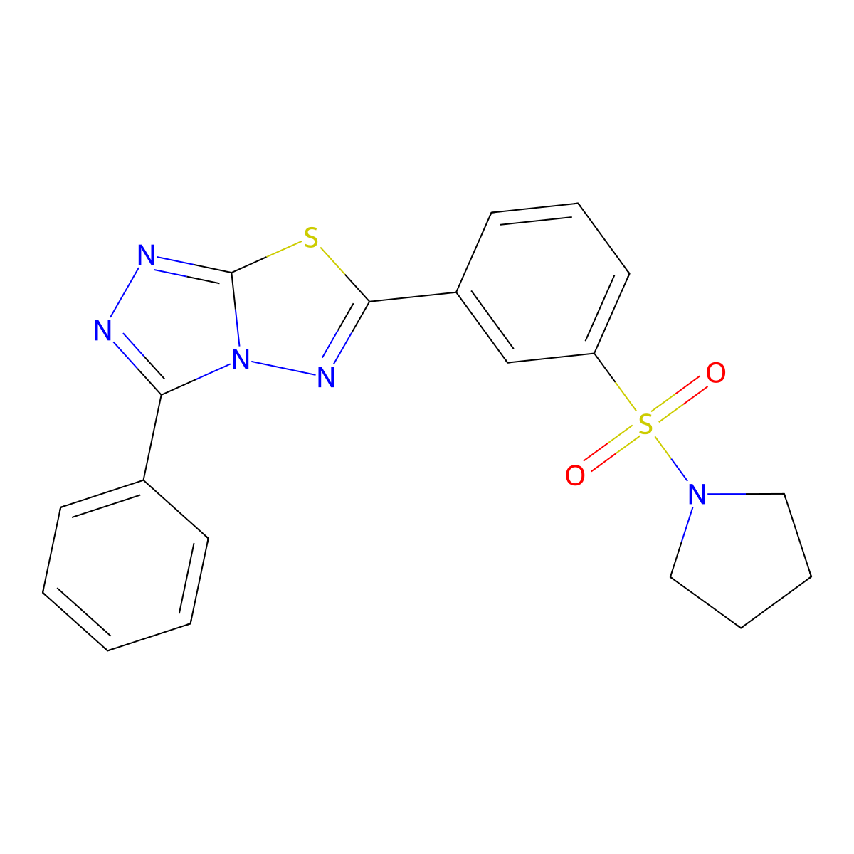 1-(3-{3-Phenyl-[1,2,4]triazolo[3,4-b][1,3,4]thiadiazol-6-yl}benzenesulfonyl)pyrrolidine molecular structure, CAS 847758-81-0