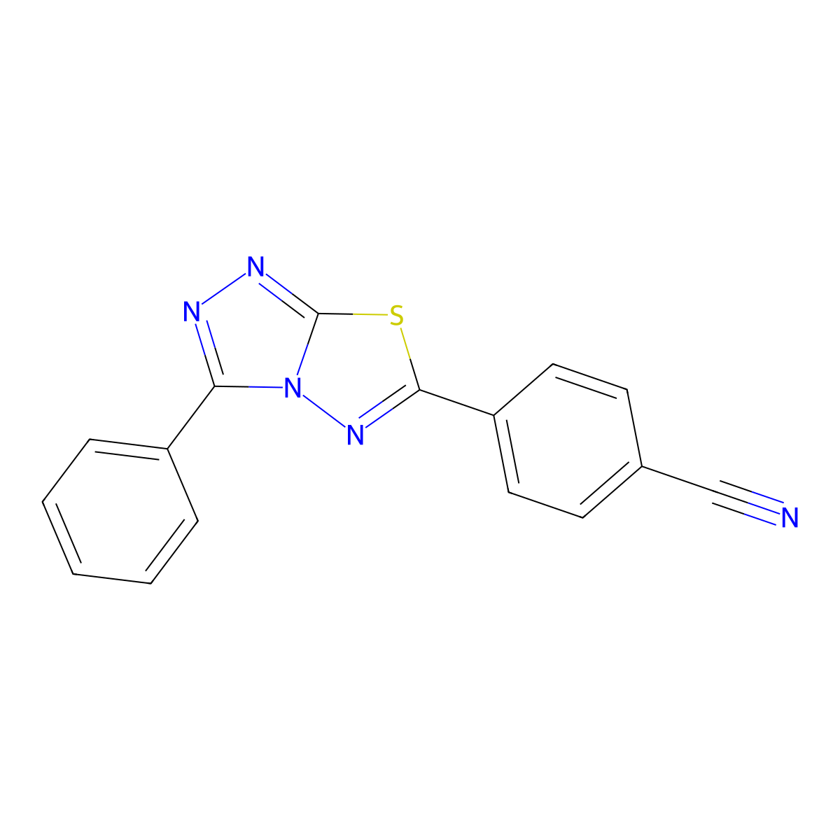 4-(3-Phenyl-[1,2,4]triazolo[3,4-b][1,3,4]thiadiazol-6-yl)benzonitrile molecular structure, CAS 847758-82-1