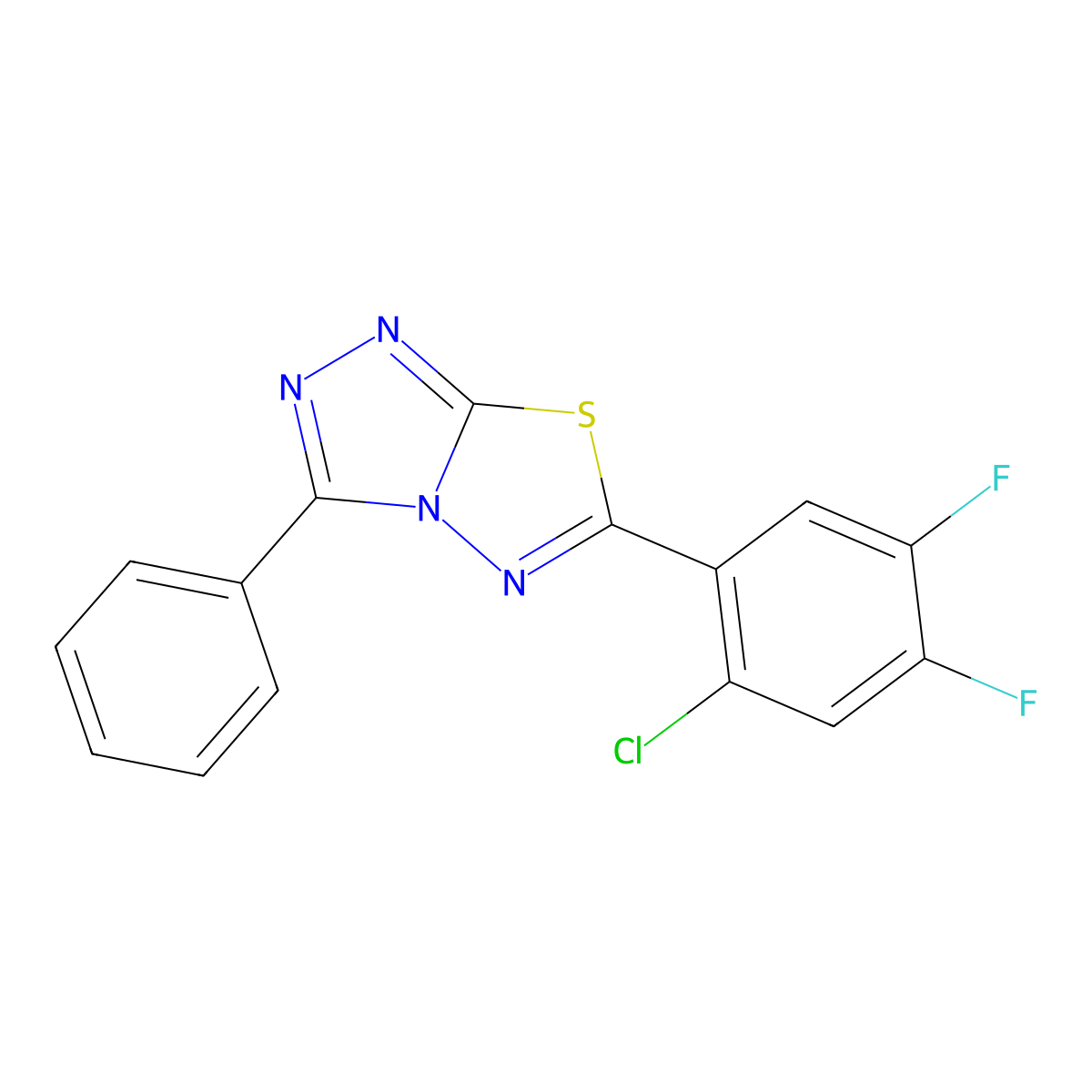 6-(2-Chloro-4,5-difluorophenyl)-3-phenyl-[1,2,4]triazolo[3,4-b][1,3,4]thiadiazole molecular structure, CAS 847758-87-6