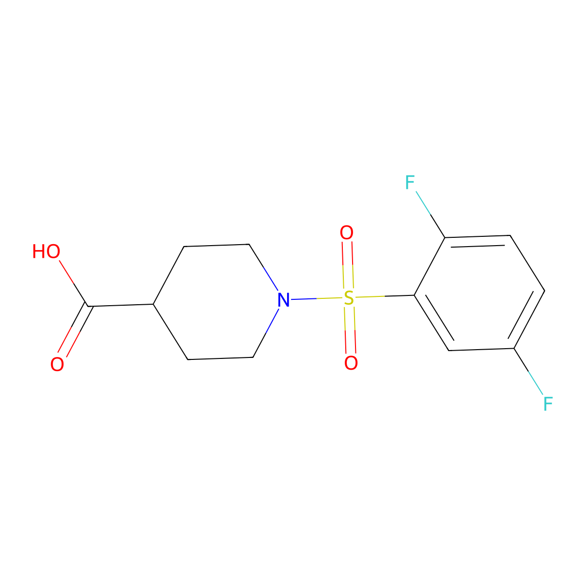 1-[(2,5-Difluorophenyl)sulfonyl]piperidine-4-carboxylic acid molecular structure, CAS 847759-02-8