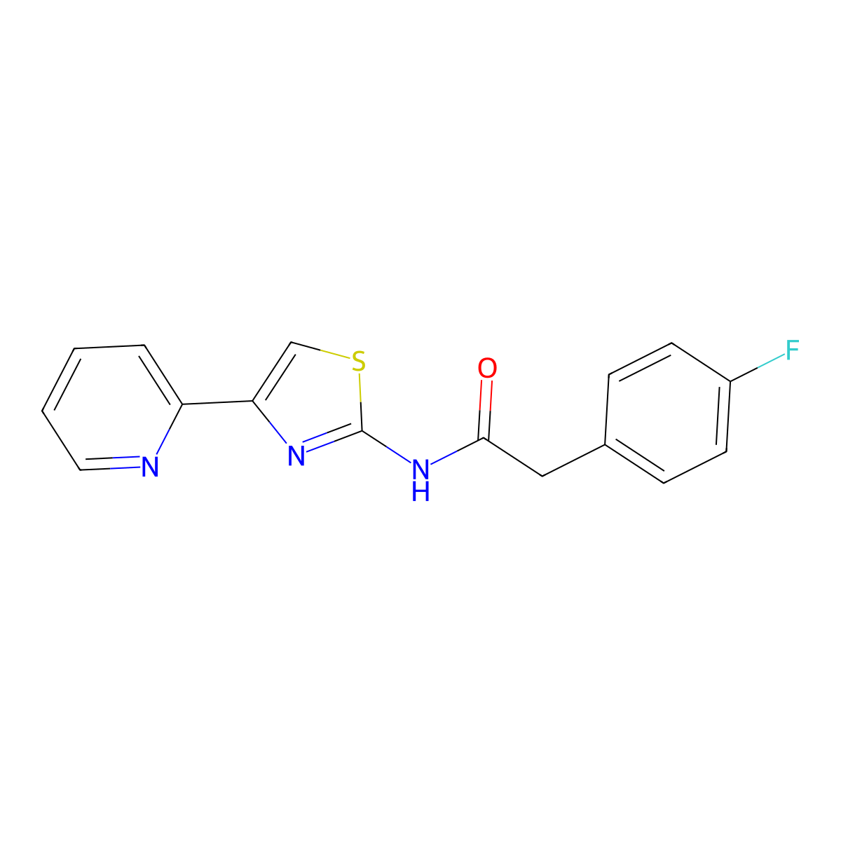 2-(4-fluorophenyl)-N-(4-pyridin-2-yl-1,3-thiazol-2-yl)acetamide molecular structure, CAS 847759-66-4