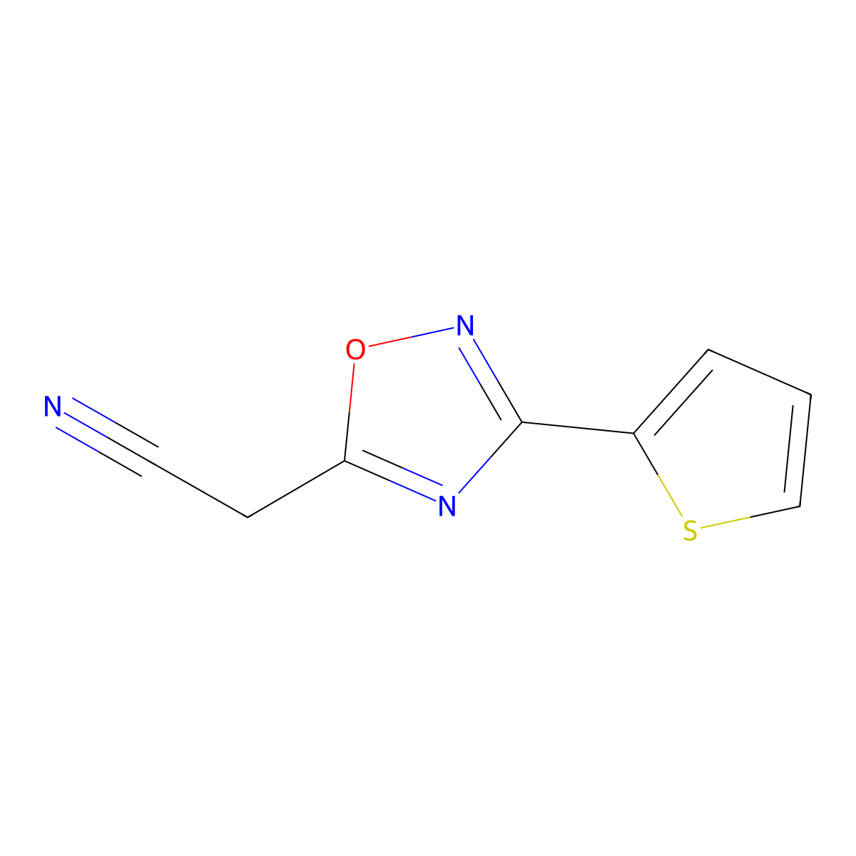 2-[3-(Thiophen-2-yl)-1,2,4-oxadiazol-5-yl]acetonitrile molecular structure, CAS 847761-45-9