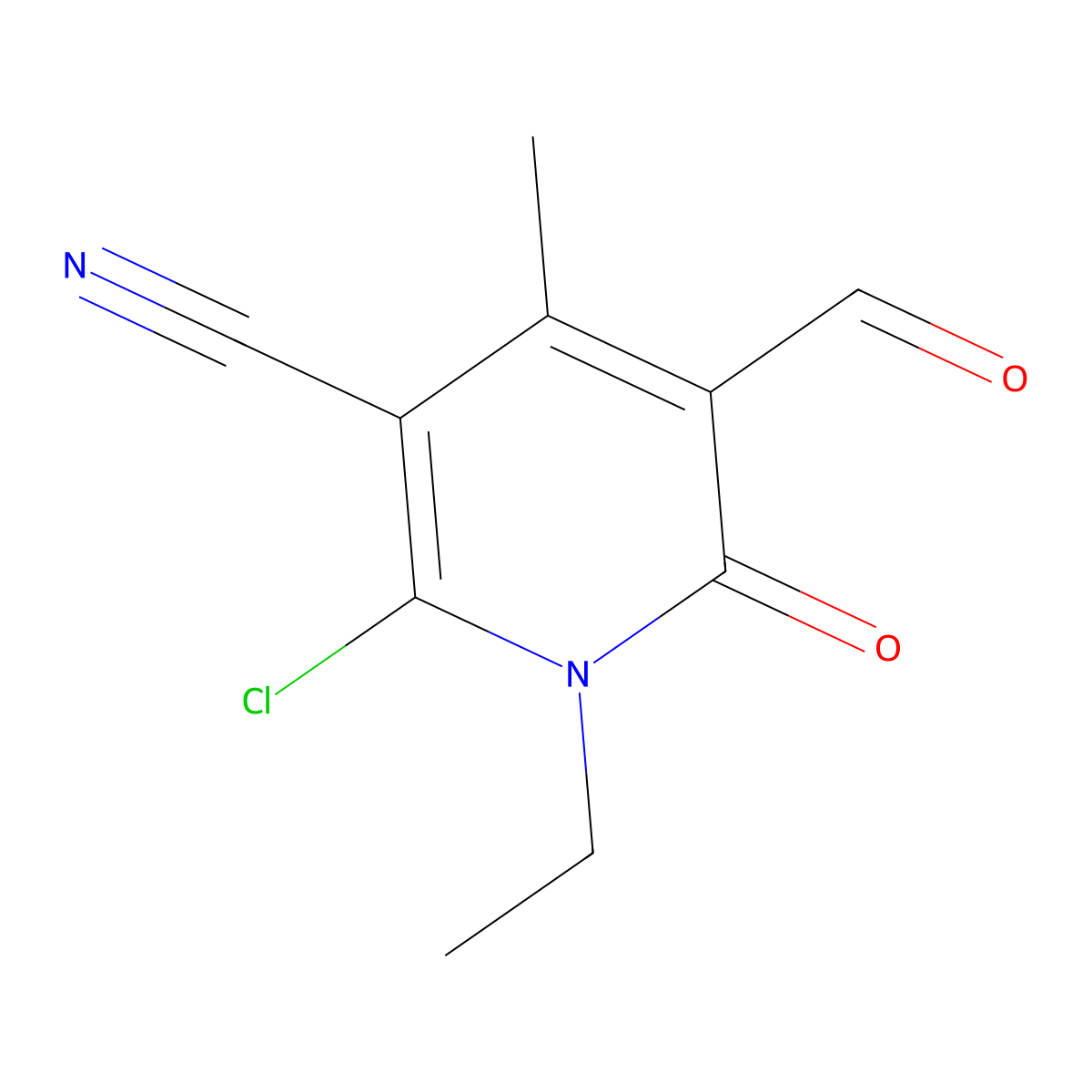 2-Chloro-1-ethyl-5-formyl-4-methyl-6-oxo-1,6-dihydropyridine-3-carbonitrile molecular structure, CAS 847761-46-0